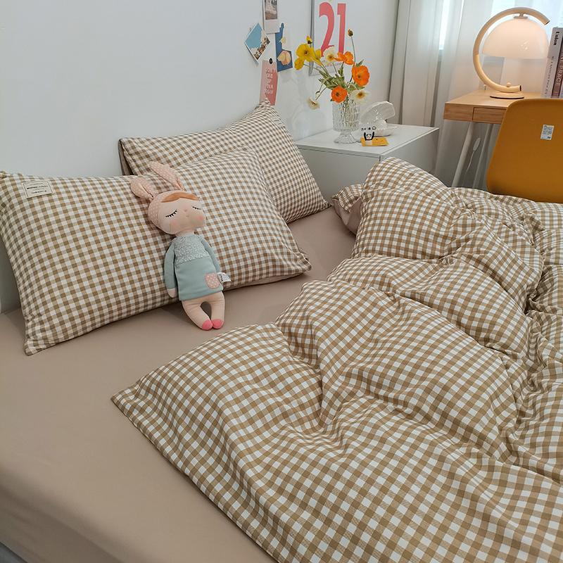 Classic Plaid Bedding Set, 1 Duvet Cover 2 Pillowcases, Brushed Microfiber, Ultra-soft,Bed Set for 1/2 People