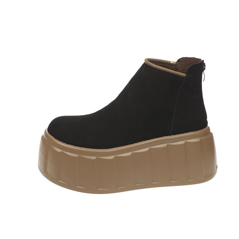 

Thick-soled Martin boots women s new autumn and winter small height-increasing short boots suede 34 чёрный