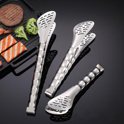 Multifunktionale Edelstahl-Lebensmittelzange Ausgehöhlt Brot Grill Steak Clip Barbecue Abtropfölklemme Heimküchenzubehör