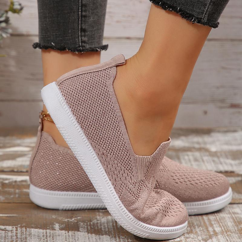 Lightweight Soft Sole Walking Shoes for Women Summer Breathable Mesh Knit Flats Sneakers Woman Comfortable Slip On Casual Shoes