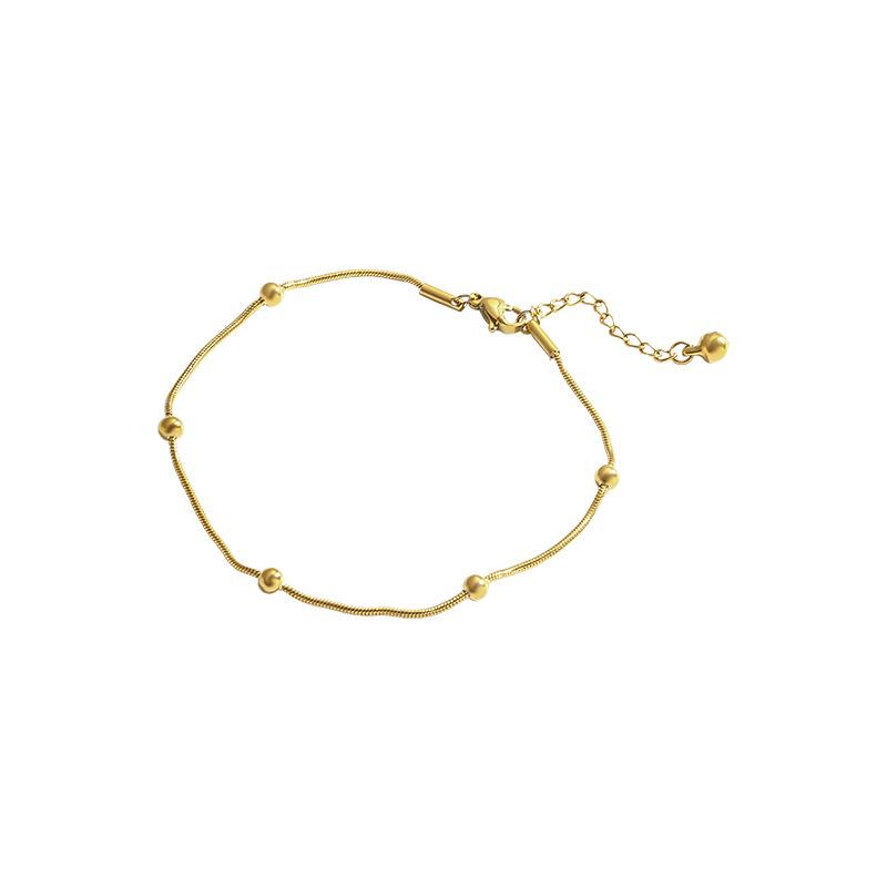 Delicate Gold Beaded Ankle Bracelet Fashionable Minimalist Foot Chain Elegant Small Design Jewelry