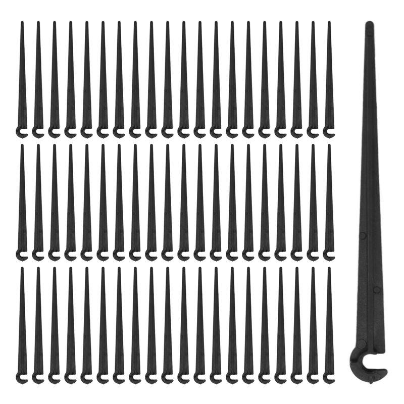 A84E-Irrigation Drip Support Stakes 1/4 Inch Tubing Hose For Vegetable Gardens Flower Beds Herbs Gardens Black 200 Pack