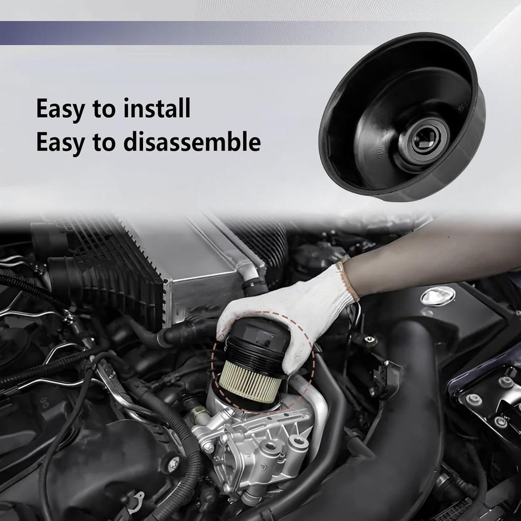 86Mm 16 Flutes Oil Filter Wrench - Steel Socket Kit Compatible With BM And V0LV - Housing Caps Removal Tool