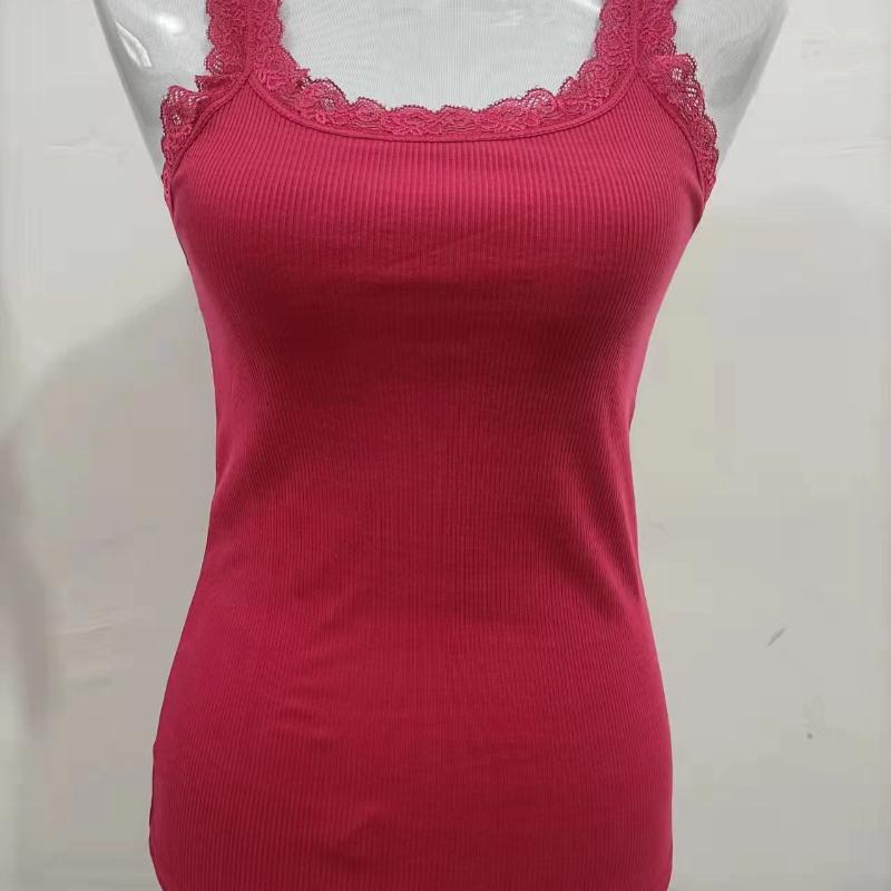 Black Tops Summer Sleeveless Women Tank Top With Lace Top Red Inside Wear Lace Camisoles Loose Underwear Womens Clothing Vest