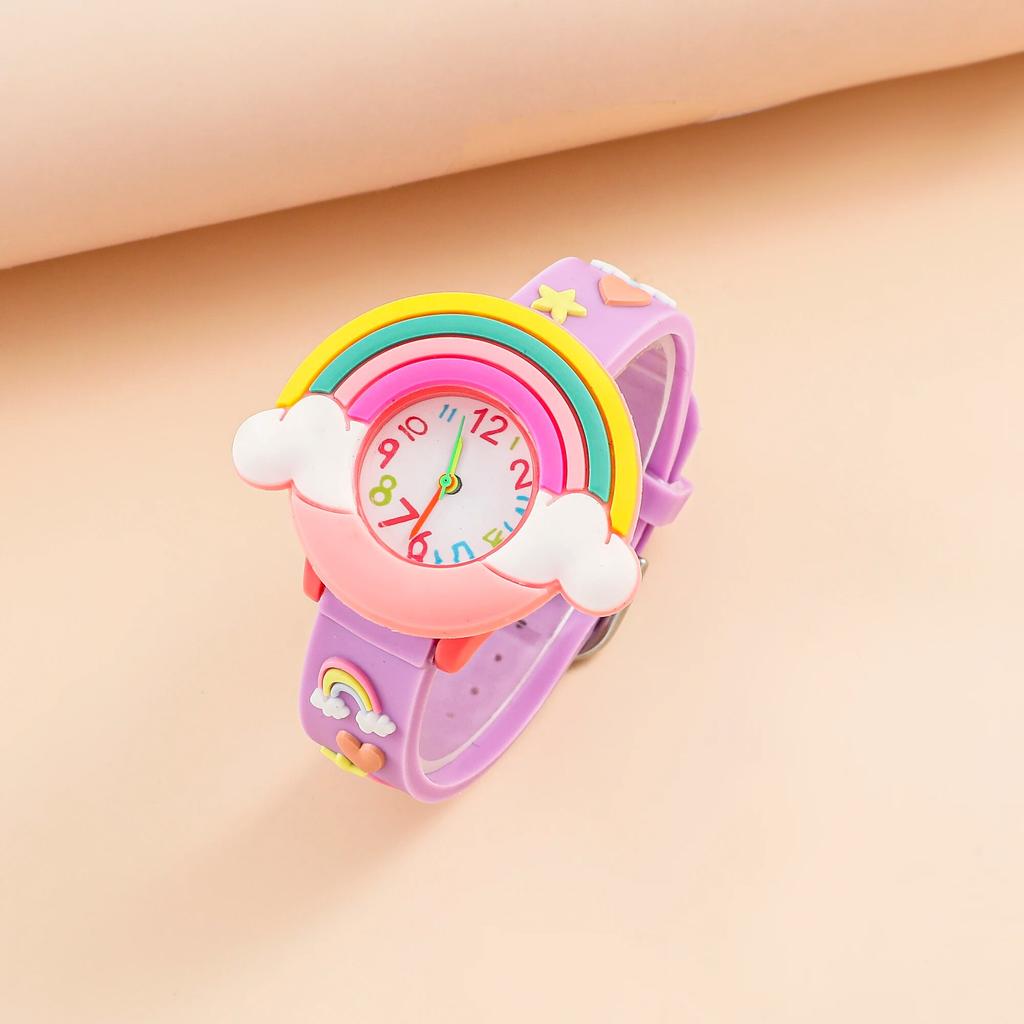 Garçons et Filles avec Enfants Montre à Pression Mignonne et Tendance Montre à Quartz