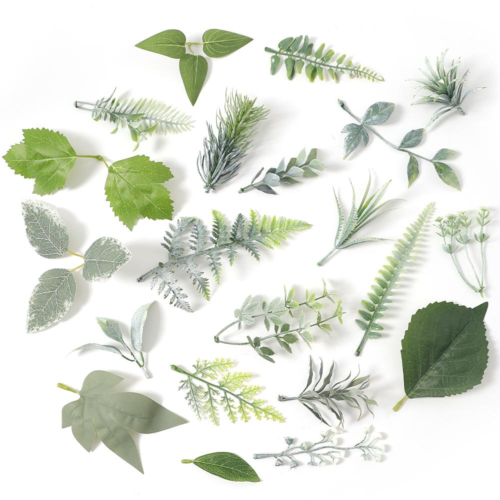 Green Artificial Plants Leaf Party Home Wedding Decor Accessories DIY Cake Candy Box Garland Christmas Decoration Flowers Wreath