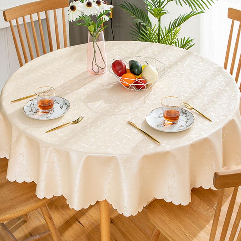 Round PVC Tablecloth Waterproof Insulate Plastic Oilproof Printed Pattern Wedding Party Restaurant White Table Cloth Decoration