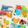 6 Wooden 3D Puzzles, Cartoons, Animals, Fruits, Dinosaurs, Early Education, Cognitive Learning, Puzzles, Hand-Eye Coordination