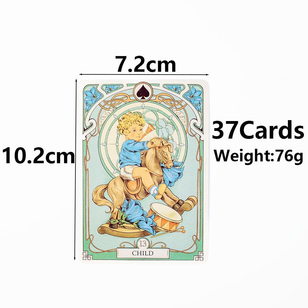 Romantic Lenormand Oracle Cards 37Pcs Deck English Vision Art Nouveau Floral Motifs for Party Board Playing Games