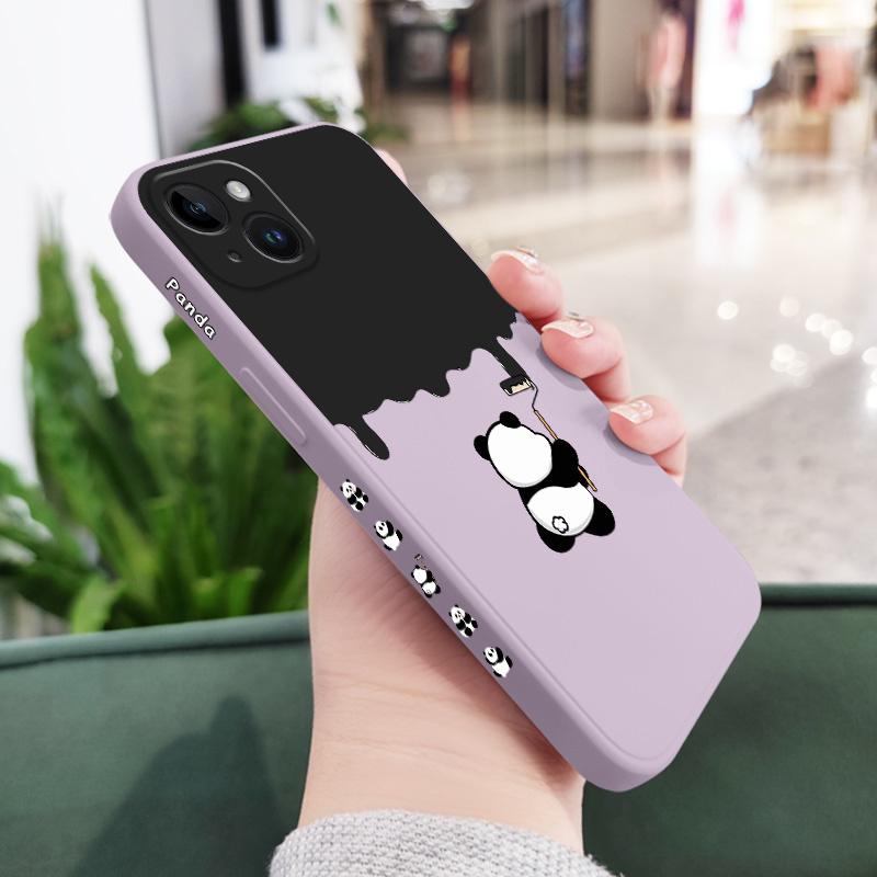 Paint Panda Phone Case For iPhone 15 14 13 12 11 X XR XS SE2 SE2020 8 7 6 6S Plus Pro Max Mini Silicone Cover