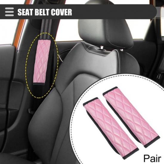 

1 Pair Universal Car Seat Belt Cover Bling Strap 9.06 x2.48 Polyester Pink