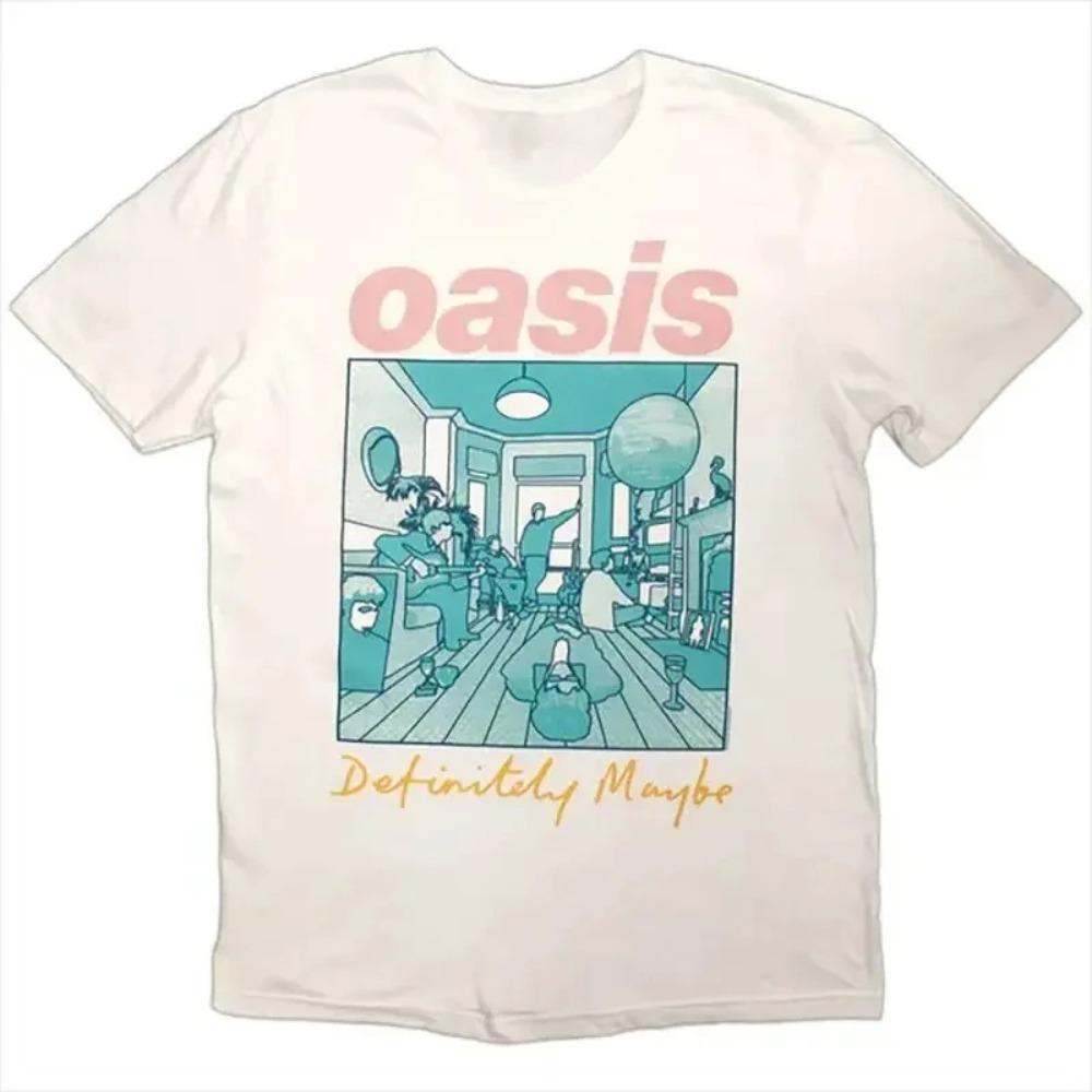 Europäische und amerikanische Trendmarke Oasis Oasis Band Rockmusik Retro Lässig Herren Pure Locker Amerikanisches Kurzarm-T-Shirt