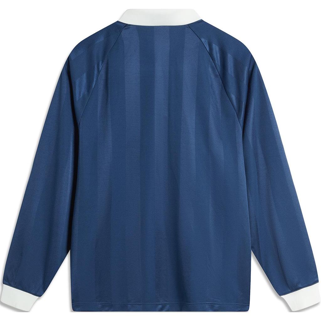 Li Ning Color Block Letter Casual Breathable Comfortable Long Sleeve Polo Shirt Men Tops Deep-Navy APLU169-3