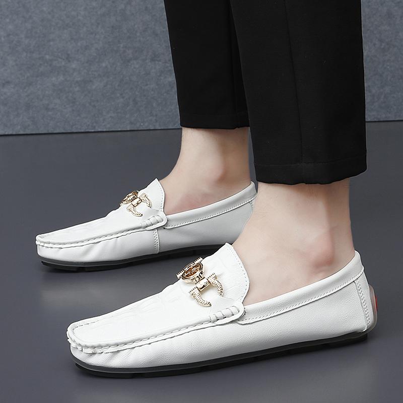 Weiße Herren Loafer Pu Leder Square Toe Slip-On Business Herren Freizeitschuhe Handgefertigte Schuhe Größe 38-47 Herrenschuhe