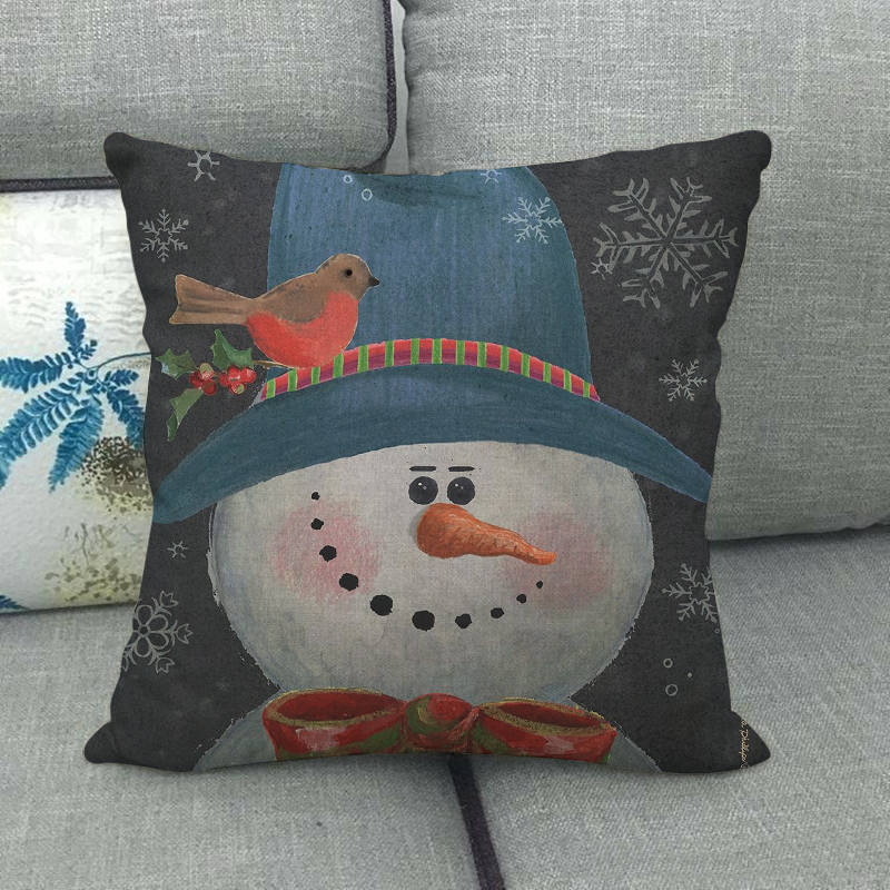 Christmas Happy Cartoon Pattern Digital Printing Short Plush Pillow Covers For Car Sofa Office Cushion Cover Home Goods