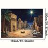 1 Christmas night scene starry sky Shepherd and Livestock stable theme background fabric - Durable polyester, birthday