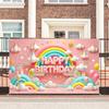 Nuxovilar Happy Birthday Banner - Large 71x43 Inch Pastel Rainbow Clouds Party Backdrop for Kids, Yard Sign, Birthday Decorations
