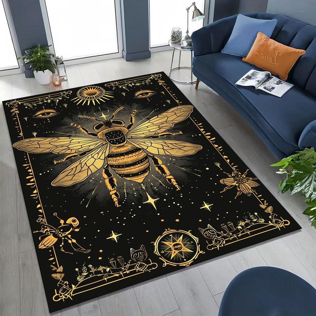 Cute Cartoon Bee HoneyBee Insect Art Rug for Bedroom Living Room Sofa Home Doormat Decor,Large Kids Play Non-slip Floor Mat