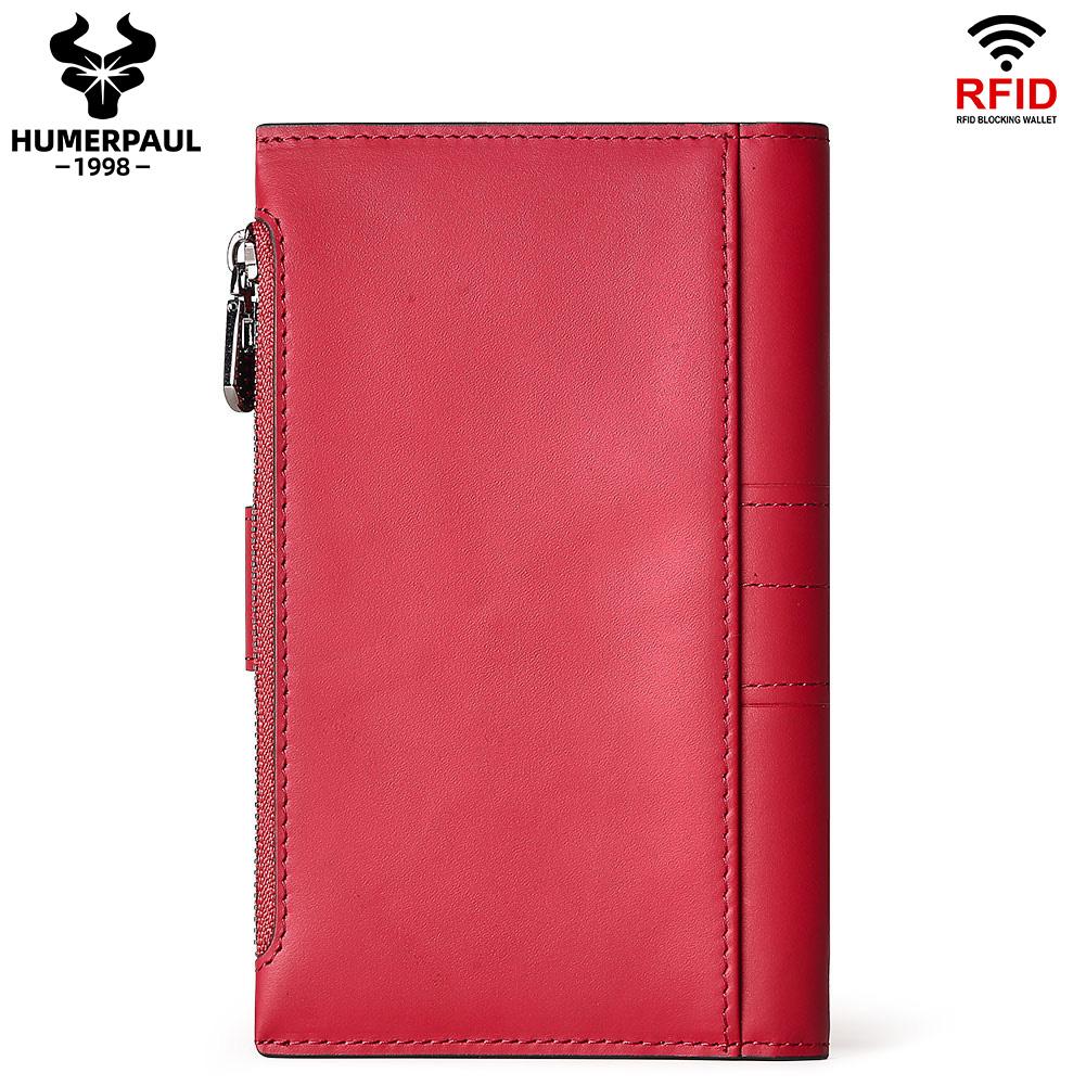 Humerpaul Ladies Leather Wallet Large-capacity Wallet Multi-function Coin Purse First Layer Cowhide Wallet Passport Holder Travel Card Holder