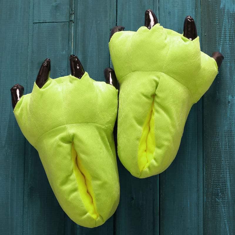 Dinosaur Claw Plush Slippers - Cozy Indoor Cotton for Couples