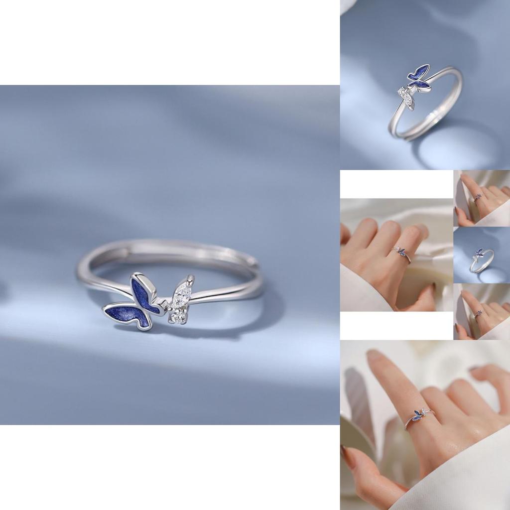 Elegant Korean Butterfly Ring For Women Adjustable Open Ring Chic Minimalist Design
