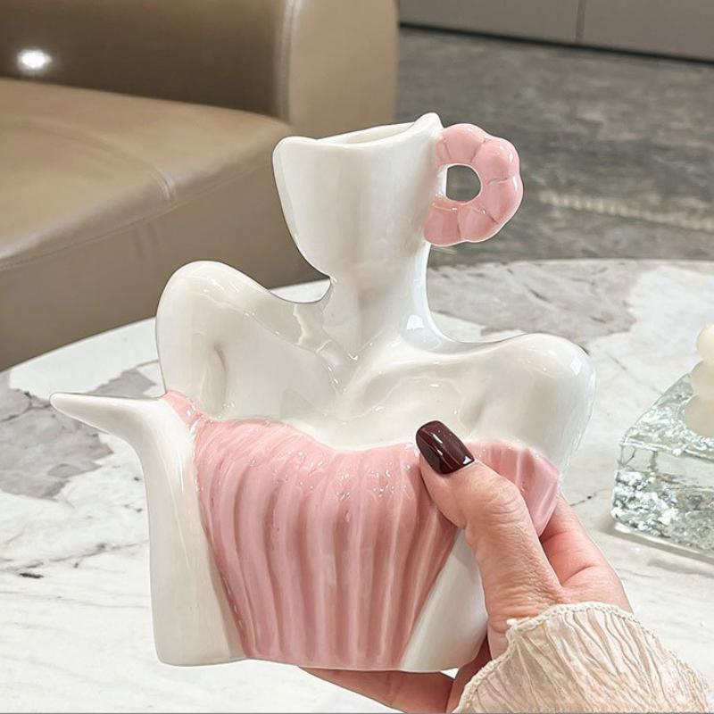 Ceramics Vase Unusual Shape Vases Modern Aesthetic Ikebana Flowers Planters Elegant Household Table Center Glass Ornaments