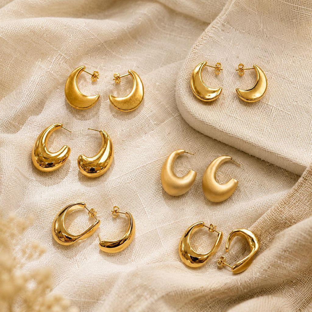 Elegant Crescent Moon Stainless Steel Earrings: Fashionable, Trendy Personalized Ear Studs with a High-End Feel.