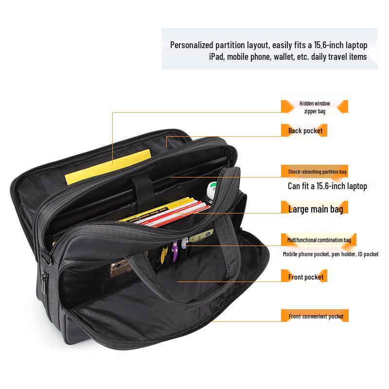 Wasserdichte Oxford-Gewebe Business-Aktentasche - Strukturiert, Mehrschichtig, Großes Fassungsvermögen für 15,6-Zoll-Laptop