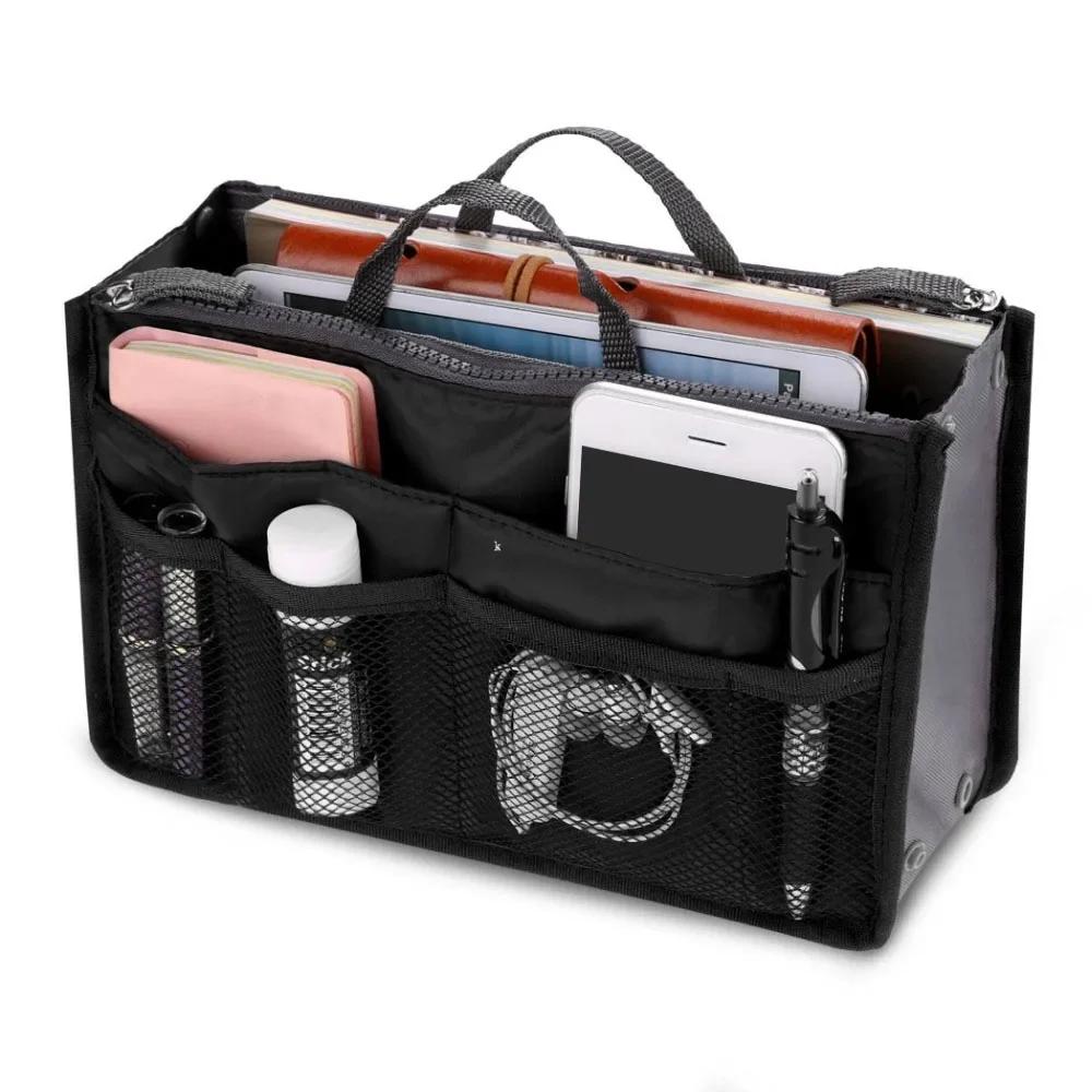 Large Capacity Handbag Organizer Nylon Multiple Pockets Purse Organizer Men Women Outdoor Travel Insert Compartment Tote Bag
