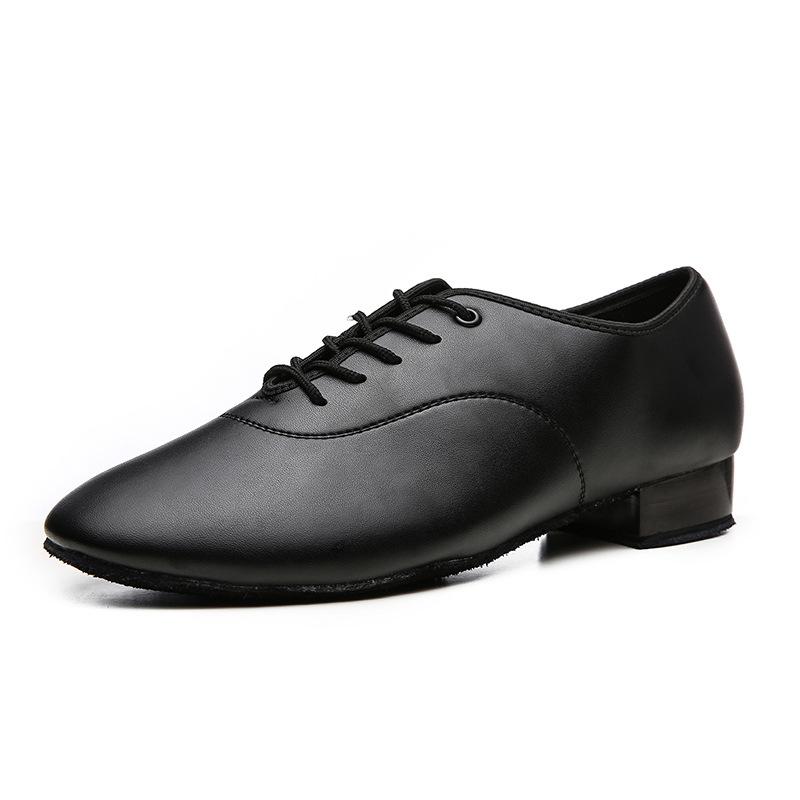 Men Modern Dance Shoes Waltz Dance Shoes Low Heel Square Dance Bright Leather Soft Bottom Fur Sole Boy Sneakers