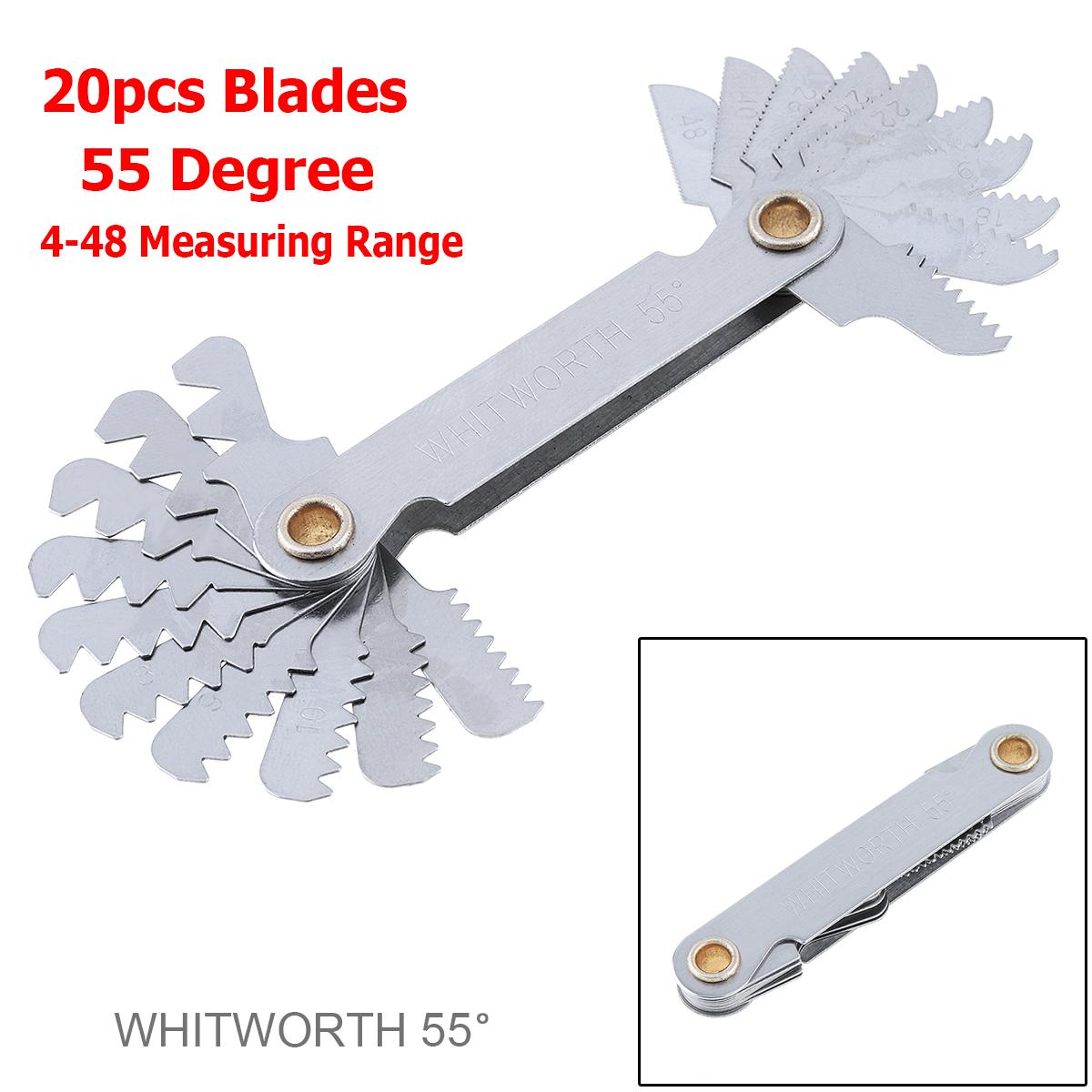 

55 and 60 Degrees Metric Thread Gauge Stainless Steel Screw Pitch Gauge Folding Measuring Tool with 20pcs / 24pcs Blades