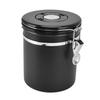Airtight Coffee Canister Storage Jar Date Tracker CO2 Release Valve Stainless Steel Container Black
