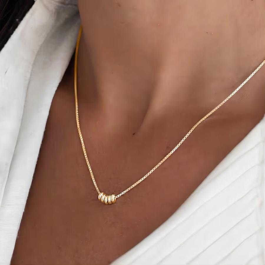 

Minimalist Gold Color Stainless Steel Necklace for Women Classic Thin Chains Metal Beads Neck Jewelry золотой