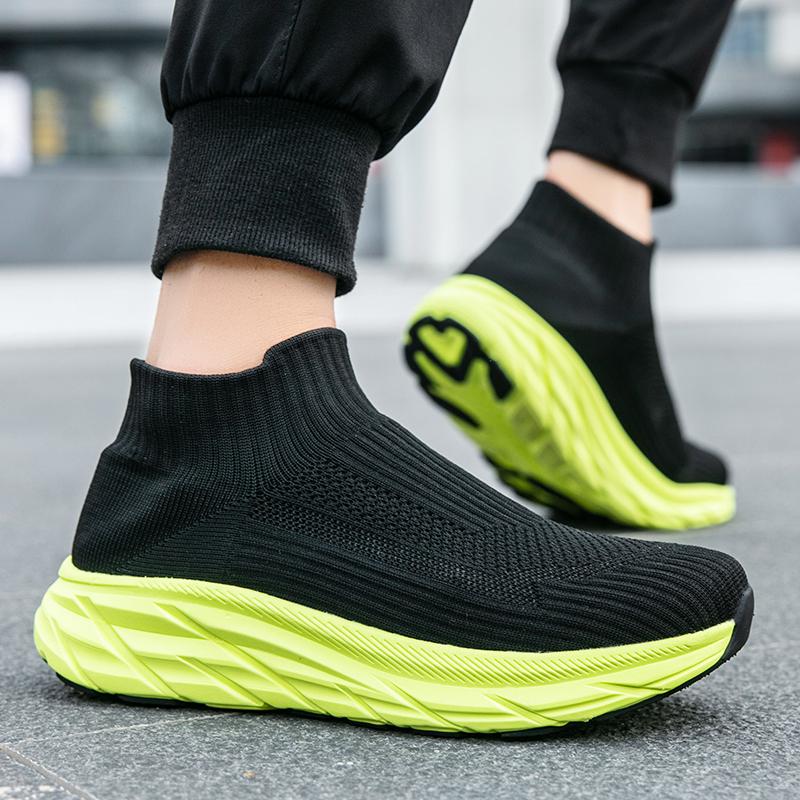 Men‘s Running Shoes Slip-on Socks Shoes Breathable Knit Casual Sneakers Anti-slip Fitness Walking Shoes Male Lightweight Flats