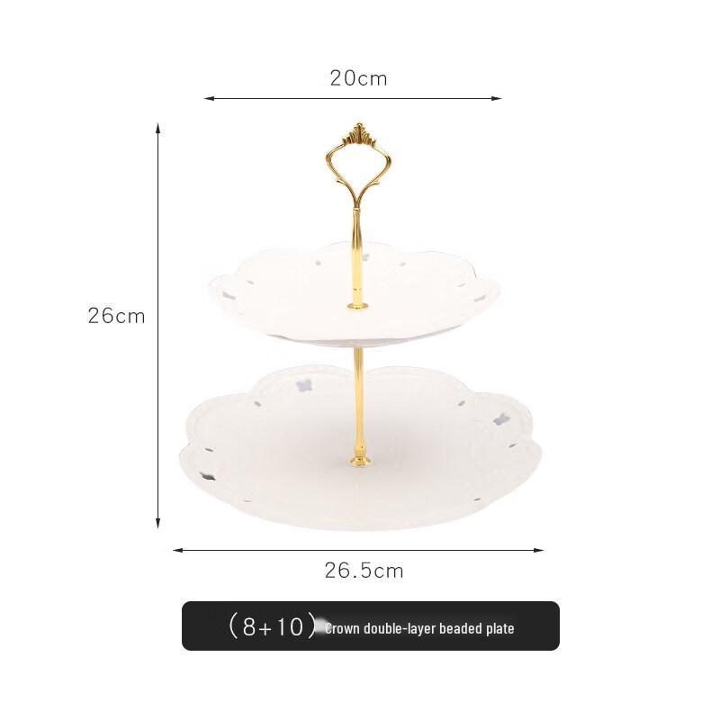 Multi-layer Ceramic Dessert and Fruit Serving Tray with Crown Design