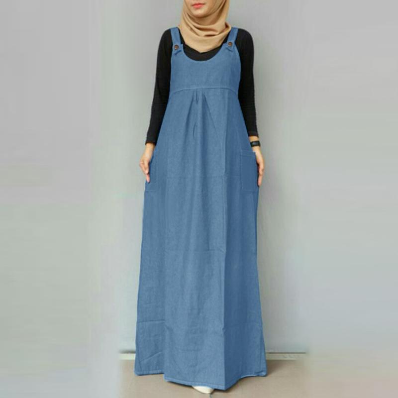 

ZANZEA Женское повседневное свободное длинное платье без рукавов с круглым вырезом S