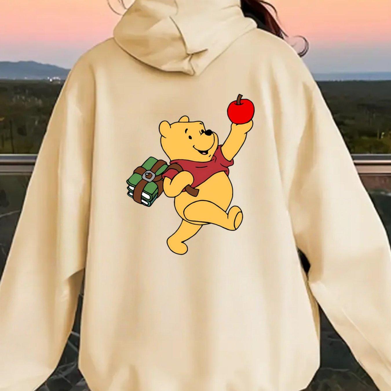 

Толстовка Винни Пух Белая Худи Женская Высокое Качество Всесезонная Повседневная Одежда Милый Топ с Капюшоном Праздничный Подарок Уличный 3XL