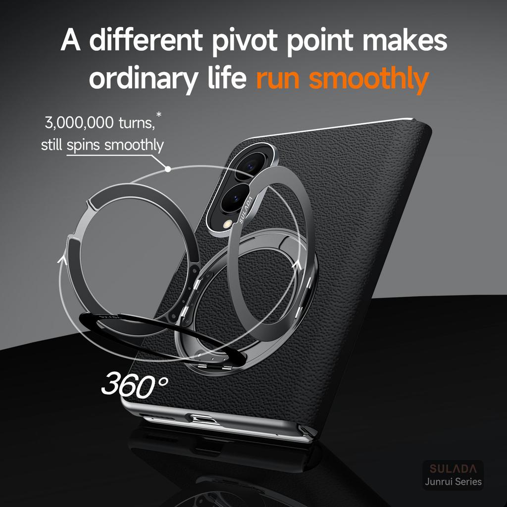 For Samsung Galaxy Z Fold 8 / Fold 8 Ultra Luxury Genuine Leather Magnetic Case Metal Ring Holder Stand Window View Flip Cover