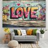 2D Valentine's Day Backdrop, Graffiti LOVE Wall Urban Photo Decor