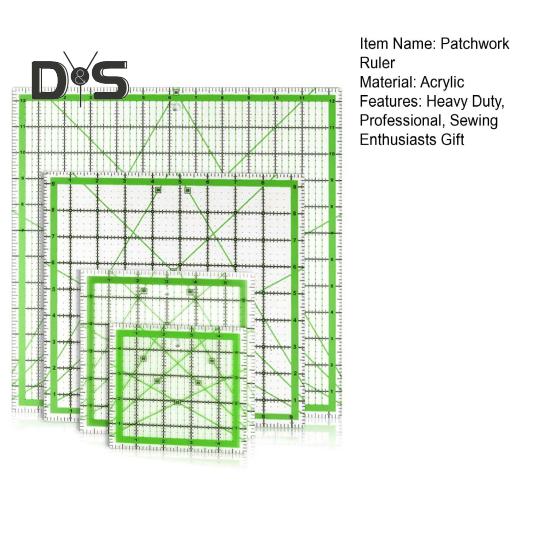 4Pcs Acrylic Quilting Ruler 4.5/6/9.5/12.5-Inch Square Fabric Cutting Patchwork Ruler with Clear Mark DIY Sewing Craft Projects Template