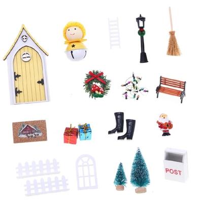 Christmas Village Gnomes And Elf Door Miniature Set Dollhouses Tabletop Decoration