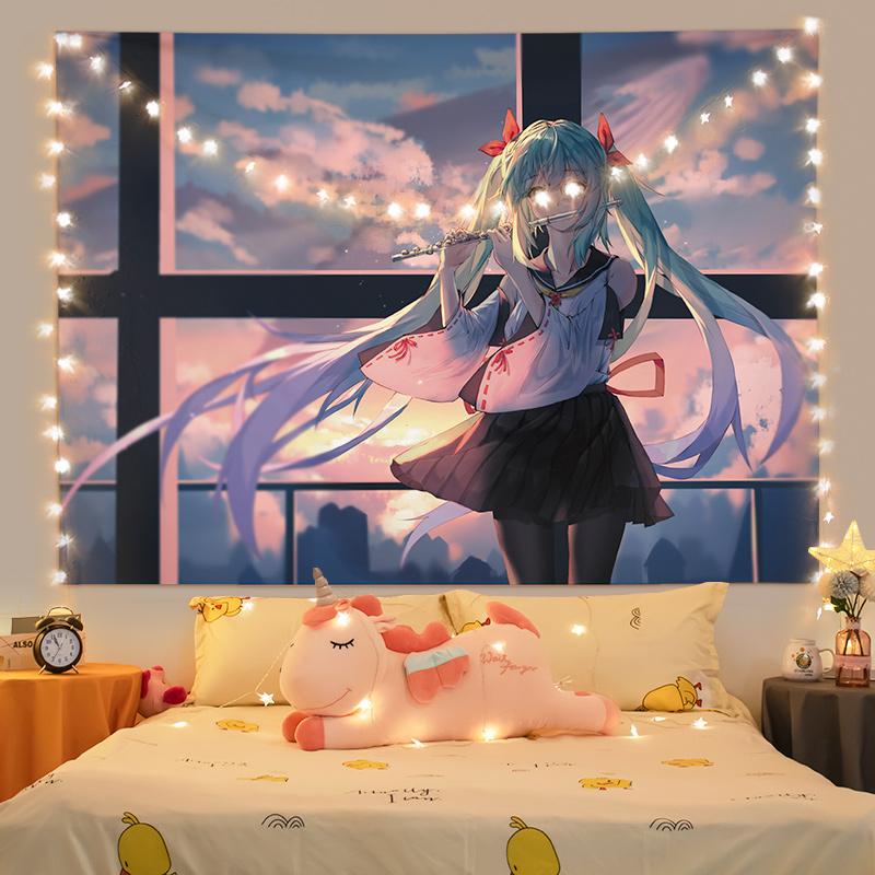Ashou Anime Girl Tapestry Pink Room Decor Tapestry Wall Hanging Anime Wall Decor Home Kawaii Room Decoration Tapestries