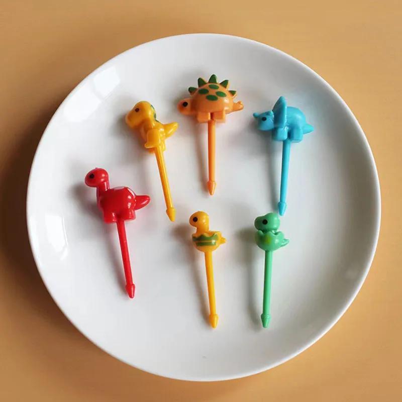 Dyrefrukt Gaffel Matkvalitet Plast Mini tegneserie Barnekake Frukt Tannpirker Bento Lunsj Bento Tilbehør Festdekorasjon
