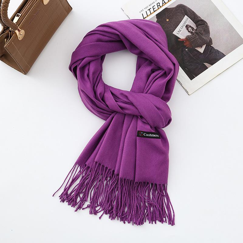 Cotton Solid Color Scarf for Women Winter Warm Wool Cashmere Scarf Autumn and Winter Women's Shawl Scarf Korean Style Atmosphere