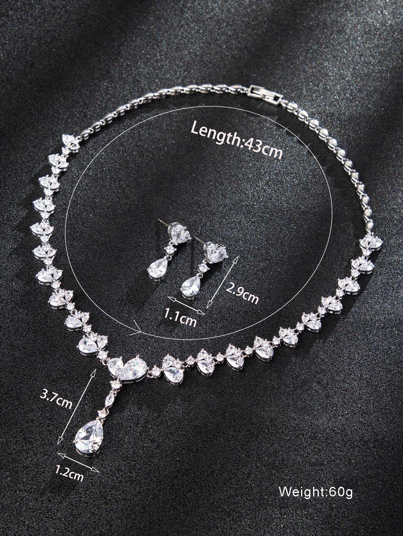 

Элегантный набор свадебных украшений для женщин: кулон-капля из циркона и серьги