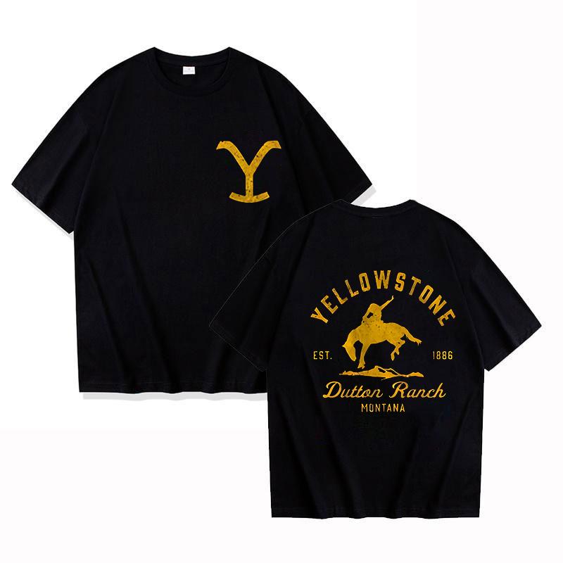 Unisex Classic Fashion Yellowstone Dutton Ranch Printed Shirt Fashion Round Neck Summer Cool Short-sleeved Shirt T-shirt