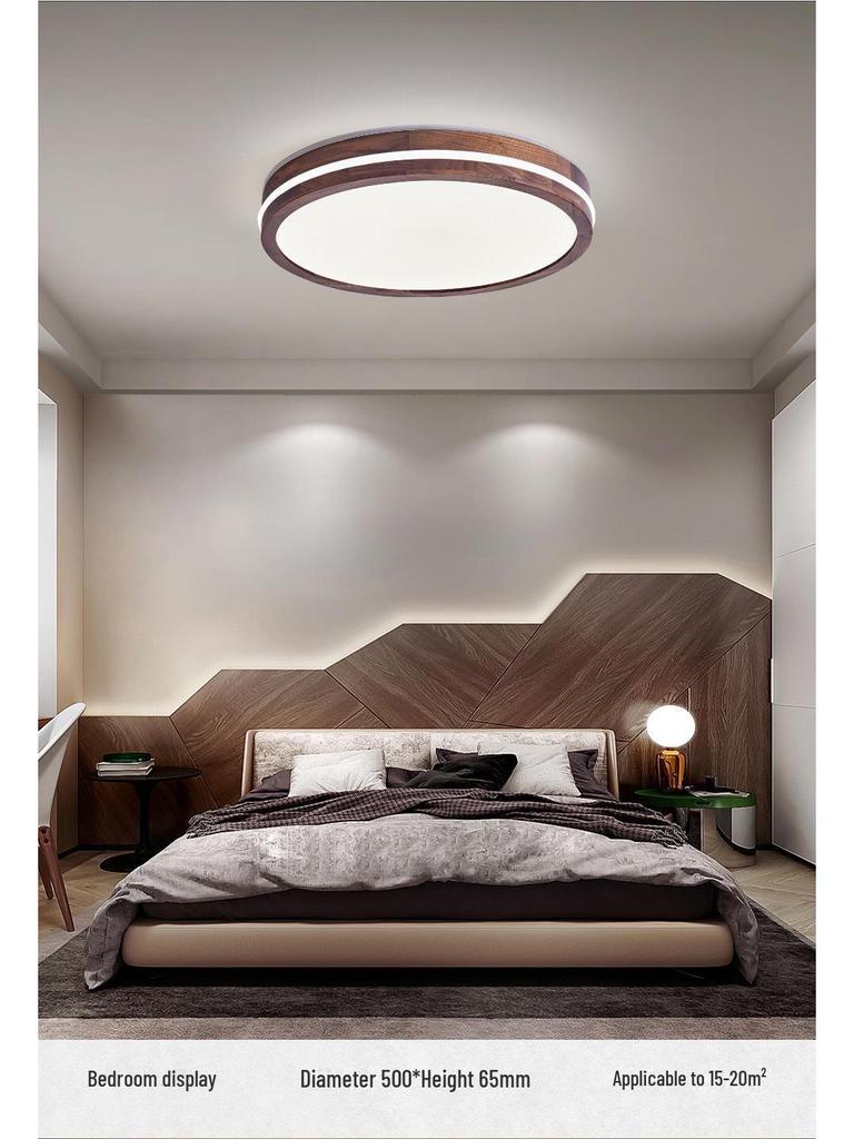 Solid Wood North American Walnut Ceiling Lamp with Full Spectrum Eye Protection for Living Room and Bedroom