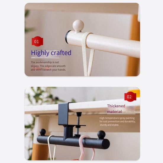 Desk Mount Hook Backpack Hanger Strong Load-bearing Simple Installation Adjustable Clamp-on Under-Desk Hanger Hook