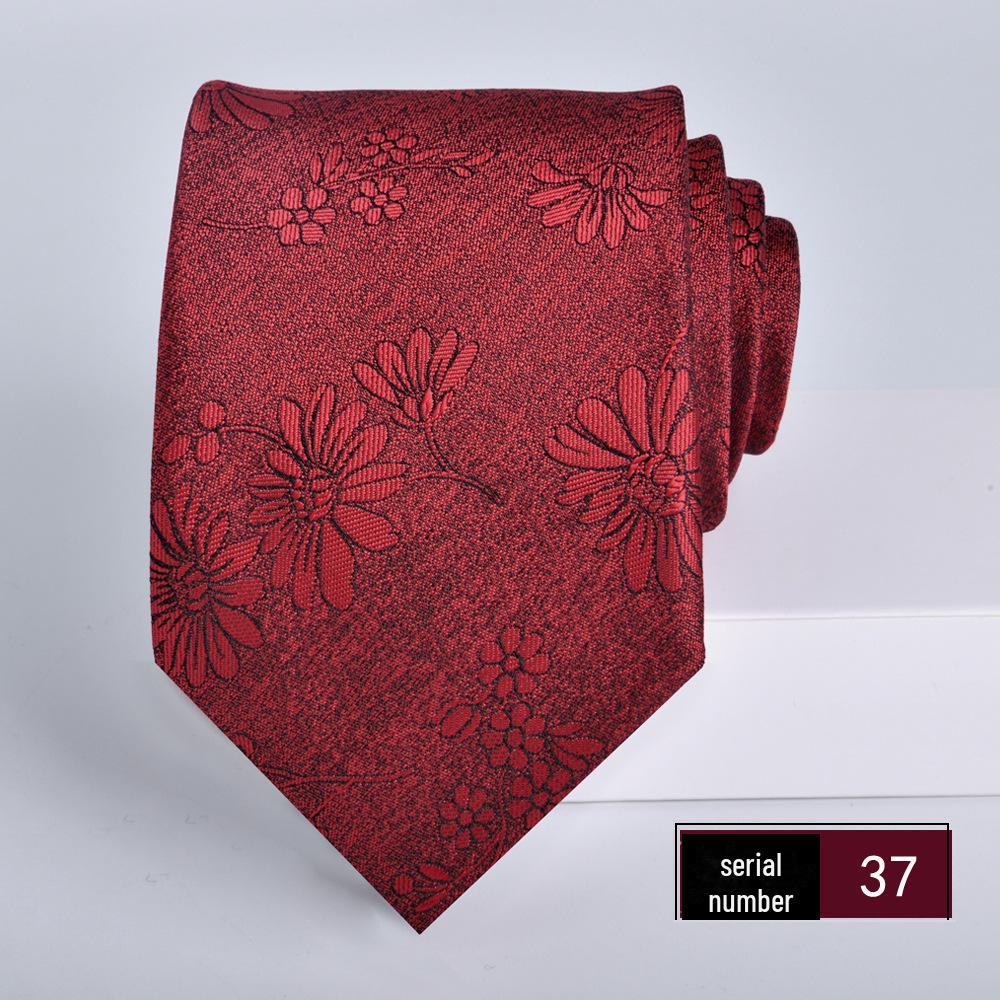 Wine Red Jacquard Tie for Men - Formal Business, Wedding, and Groom 8cm Executive Style