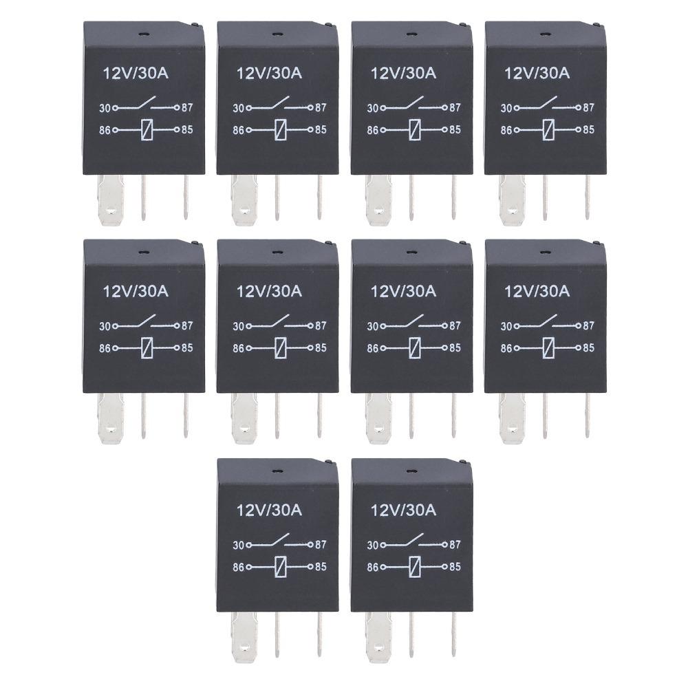 10 Pcs 36.6*23*15.5mm Automobile Relay 12V 30A Air Conditioner Relay Relay Set  Automobile Use